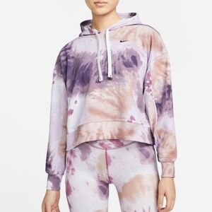 Nike French Terry Training Quarter Hip Purple Pink Pullover Tie-Dye Hoodie